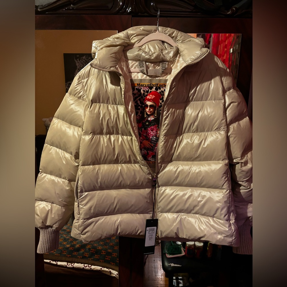 Brand New! Women’s Marco Del Forte Beige Jacket Size 56 (Large) Made In Italy
